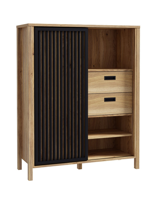 Comoda Bar Justyna Stejar Mauvella Si Negru, 103.4 Cm