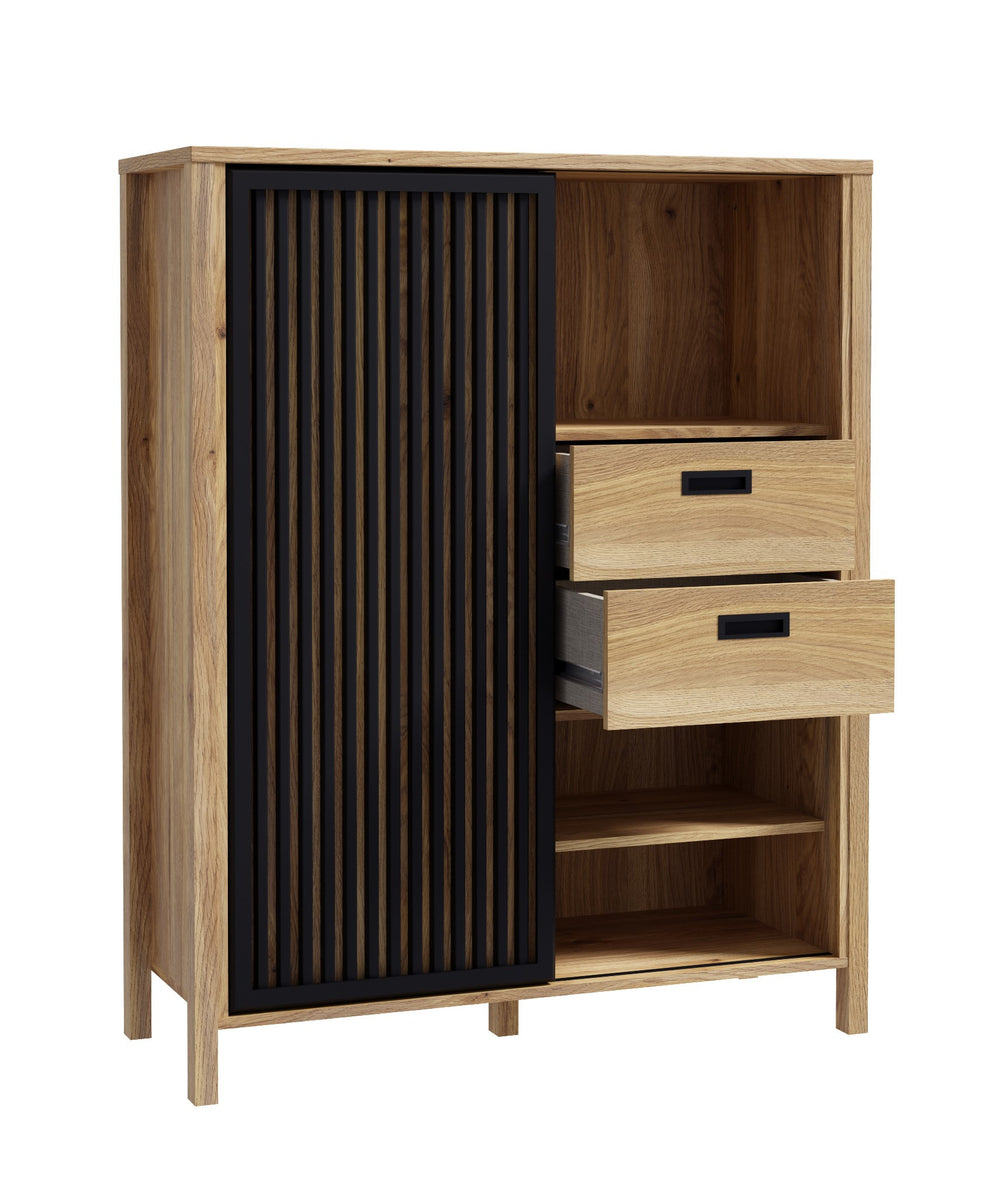 Comoda Bar Justyna Stejar Mauvella Si Negru, 103.4 Cm