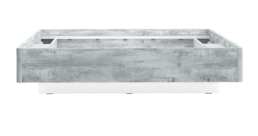Pat Cu Tablie Buganvilla Dimensiune Saltea 140 x 190 Cm,  Alb, Gri vintage si Alb Lucios