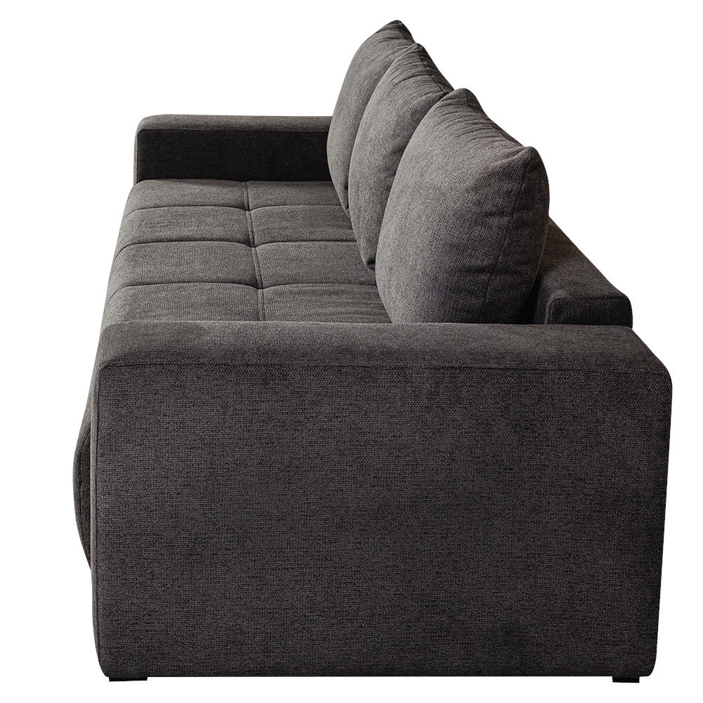 Canapea Extensibila Otis, 3 locuri, Lada Depozitare, Gri Inchis, 240 Cm