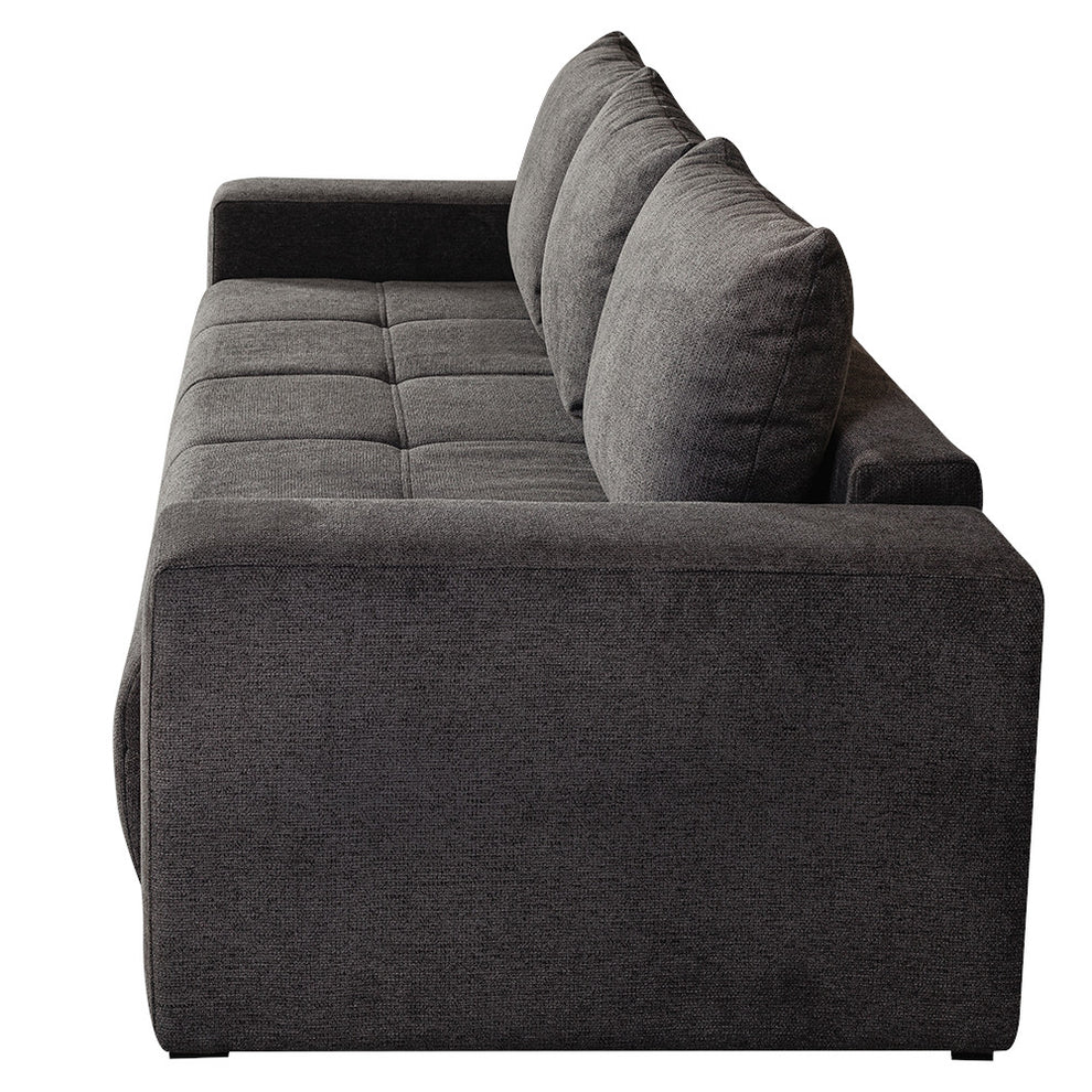 Canapea Extensibila Otis, 3 locuri, Lada Depozitare, Gri Inchis, 240 Cm