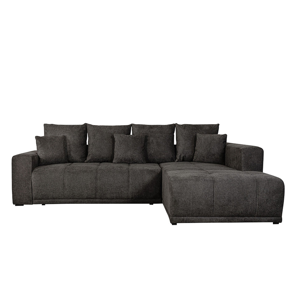 Coltar Extensibil Cu Otoman Dreapta Otis, 5 Locuri, Lada Depozitare, Gri Inchis, 280 Cm