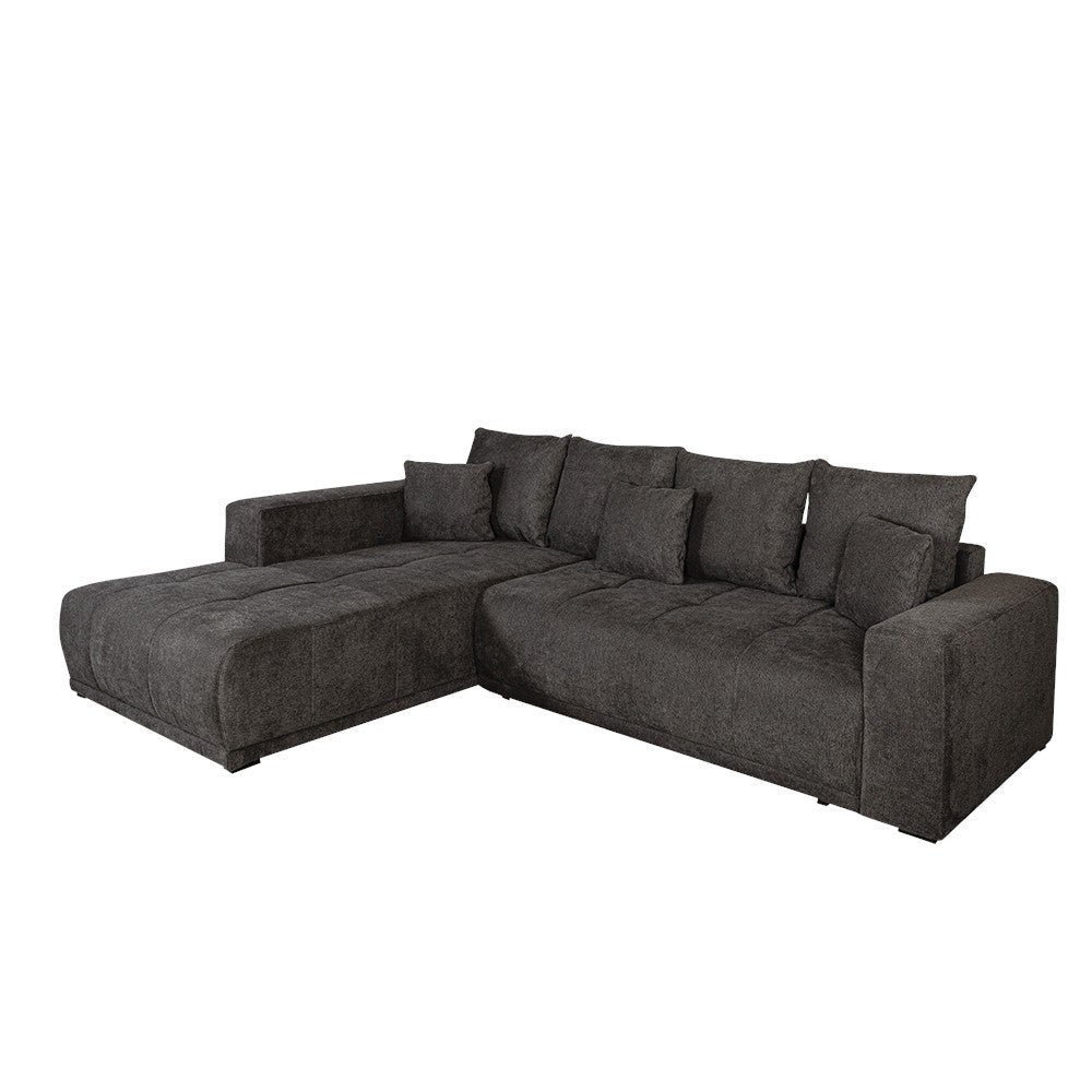 Coltar Extensibil Cu Otoman Stanga Otis, 5 Locuri, Lada Depozitare, Gri Inchis, 280 Cm