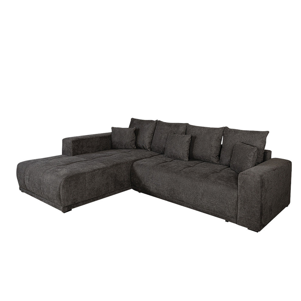 Coltar Extensibil Cu Otoman Stanga Otis, 5 Locuri, Lada Depozitare, Gri Inchis, 280 Cm