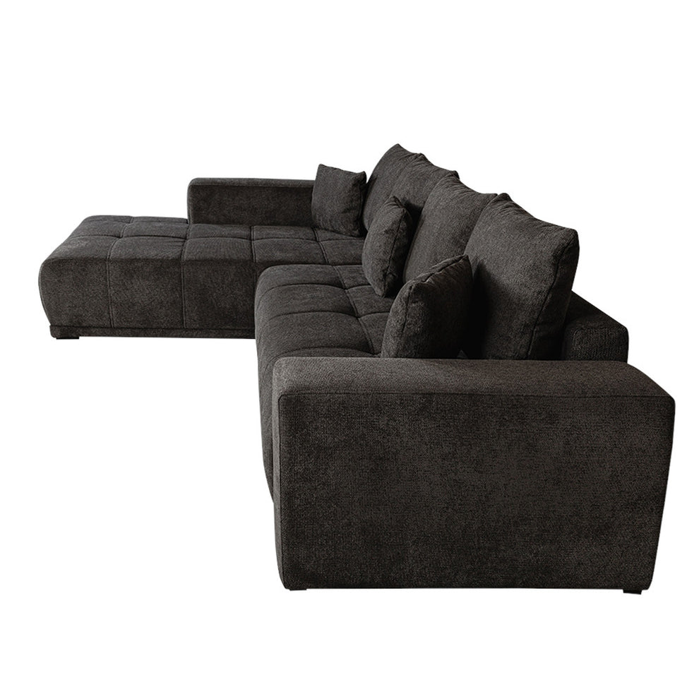 Coltar Extensibil Cu Otoman Stanga Otis, 5 Locuri, Lada Depozitare, Gri Inchis, 280 Cm