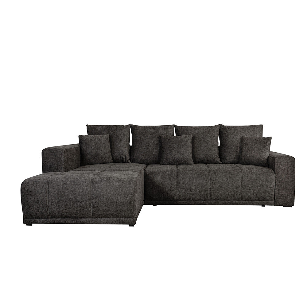 Coltar Extensibil Cu Otoman Stanga Otis, 5 Locuri, Lada Depozitare, Gri Inchis, 280 Cm