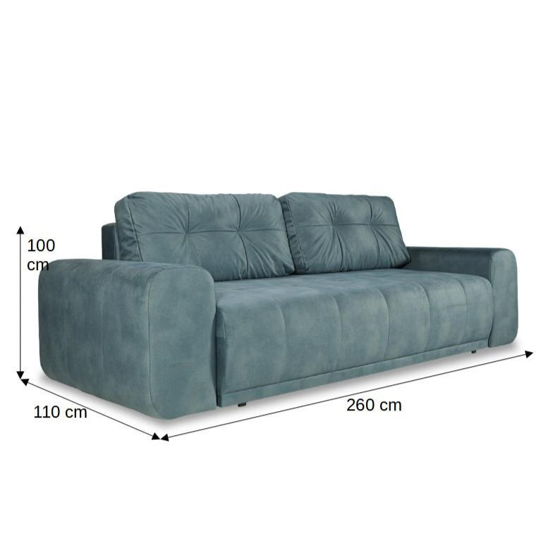 Canapea Extensibila Cu Lada Depozitare Dreamer, Albastru, 260 x 110 x 100 Cm