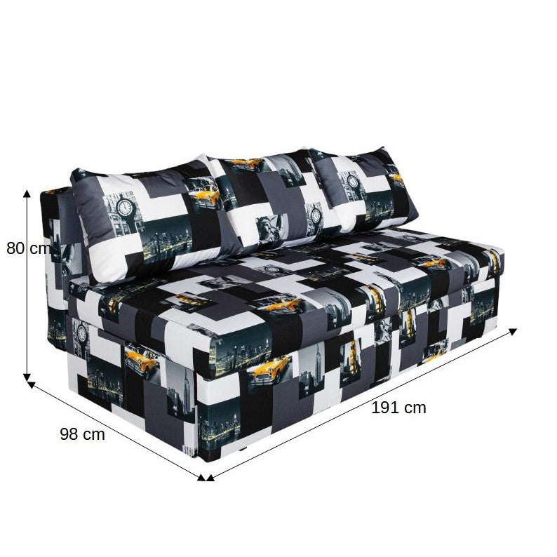 Canapea Extensibila Cu Lada Depozitare Vario Taxi, Multicolor, 191 x 98 x 80 Cm