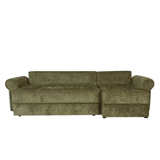 Coltar Extensibil Dreapta Venezia, 5 Locuri, Lada Depozitare, Verde, 275 Cm