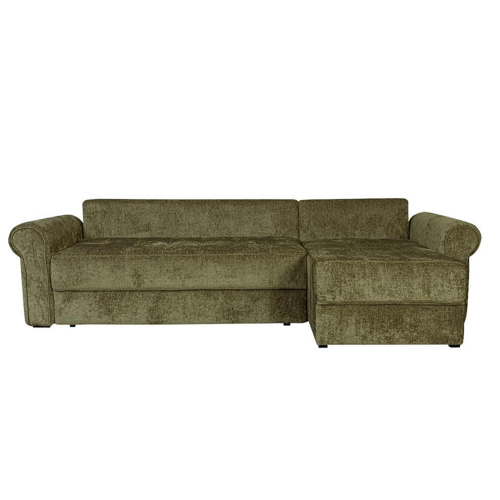Coltar Extensibil Dreapta Venezia, 5 Locuri, Lada Depozitare, Verde, 275 Cm