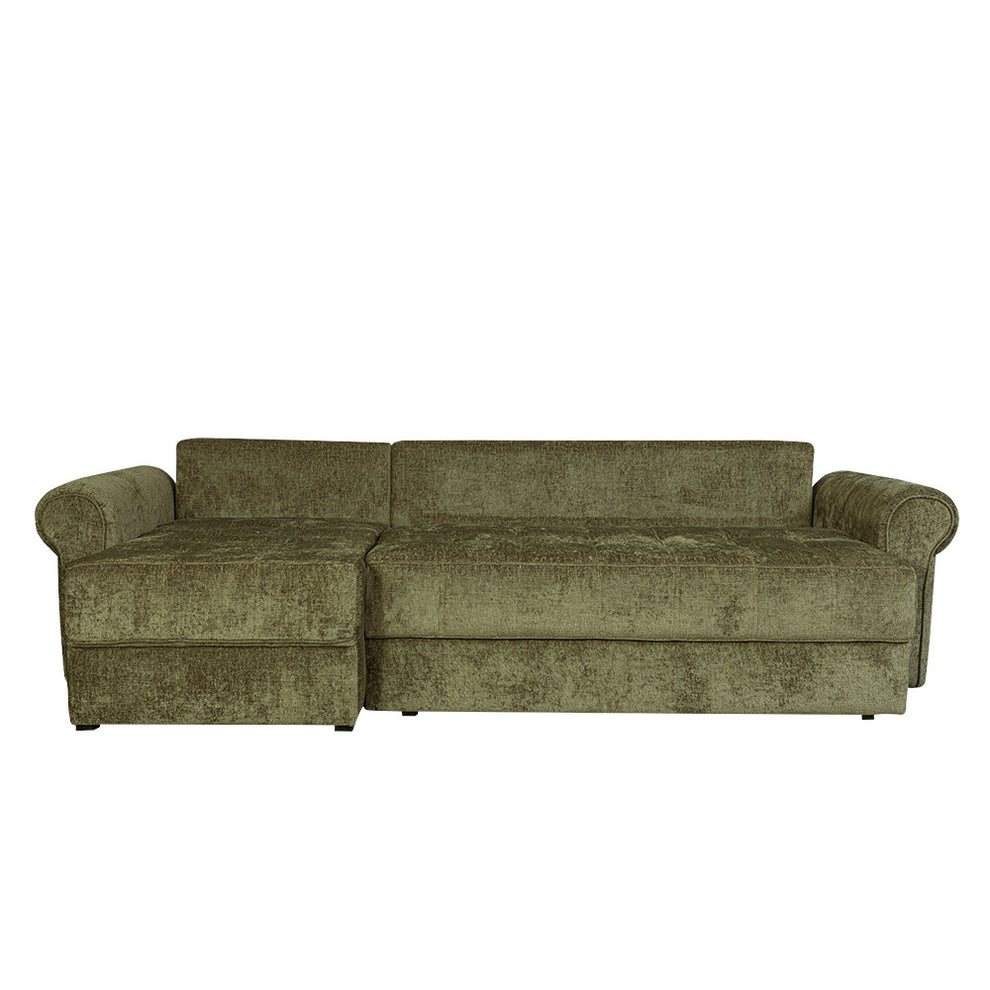Coltar Extensibil Stanga Venezia, 5 Locuri, Lada Depozitare, Verde, 275 Cm