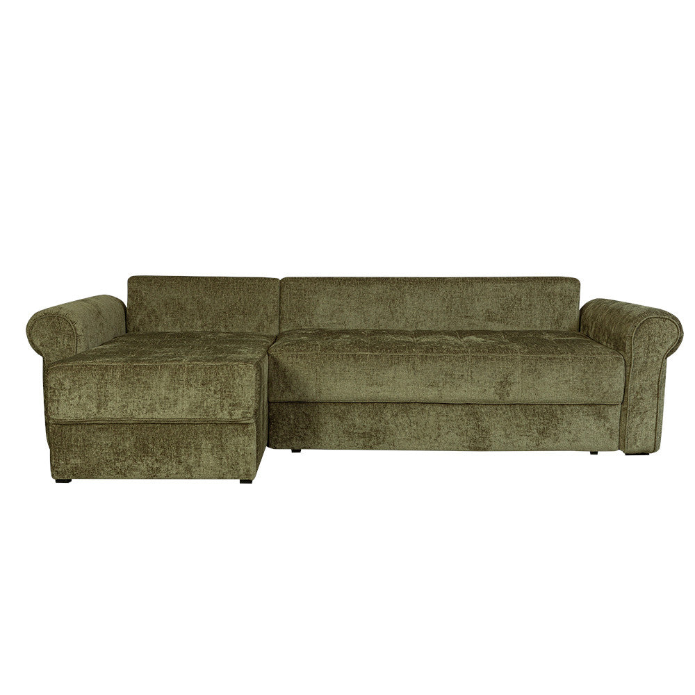 Coltar Extensibil Stanga Venezia, 5 Locuri, Lada Depozitare, Verde, 275 Cm