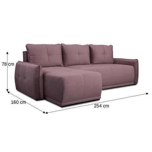 Coltar Extensibil Joy, Lada Depozitare, Interschimbabil Stanga/Dreapta, Roz, 254 Cm