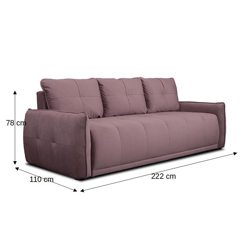 Canapea Extensibila Joy, Lada Depozitare, Roz, 222 Cm