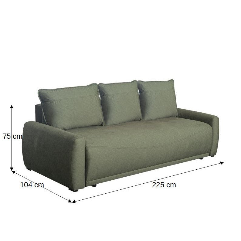 Canapea Extensibila Lea, 3 Locuri, Lada Depozitare, Verde, 225 Cm