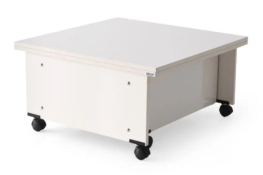 Masa Cafea Smart, Alba, Multifunctionala, Extensibila, Cu Roti, Cu Spatiu Depozitare, 75/150 Cm