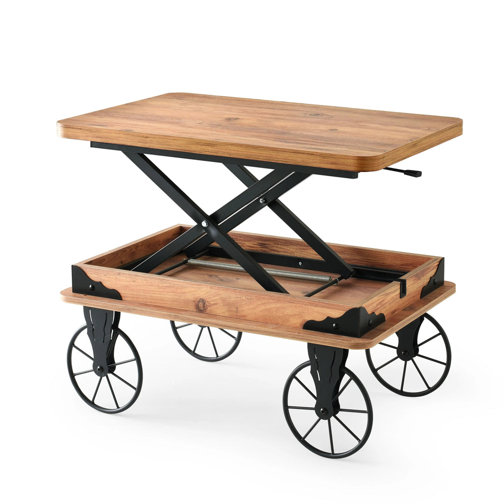 Masa Cafea Multifunctionala Doraly Nuc Si Negru, 90/120 Cm