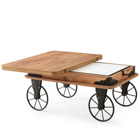 Masa Cafea Multifunctionala Doraly Nuc Si Negru, 90/120 Cm