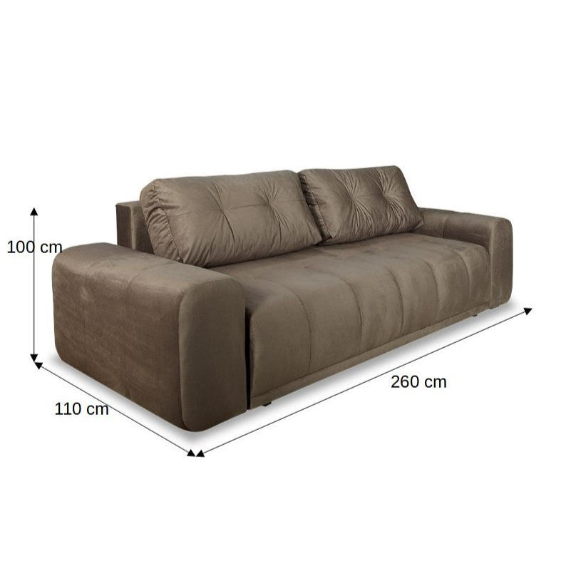 Canapea Extensibila Cu Lada Depozitare Dreamer Fancy, Maro, 260 x 110 x 100 Cm