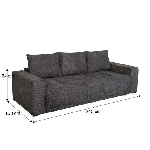 Canapea Extensibila Otis, 3 locuri, Lada Depozitare, Gri Inchis, 240 Cm