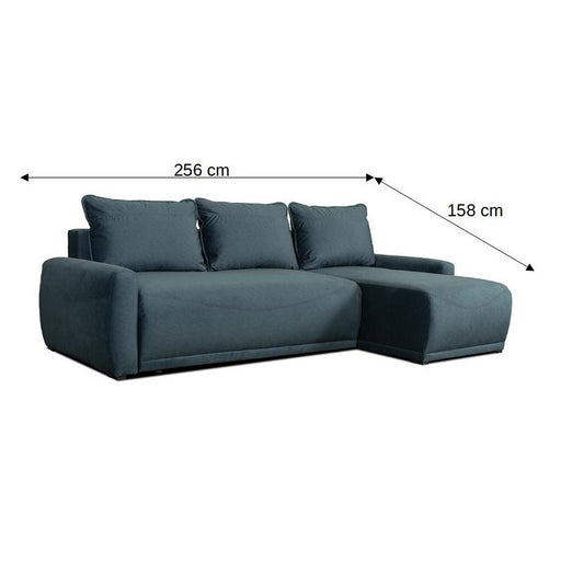 Coltar Extensibil Lea Interschimbabil Stanga/Dreapta, 5 Locuri, Lada Depozitare, Albastru, 256 Cm