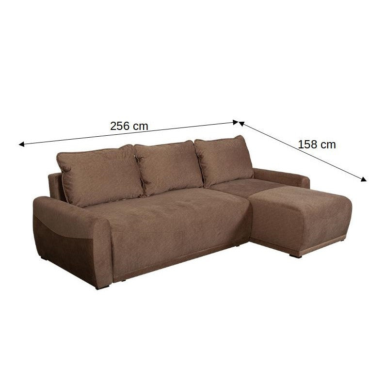 Coltar Extensibil Lea Interschimbabil Stanga/Dreapta, 5 Locuri, Lada Depozitare, Maro 256 Cm