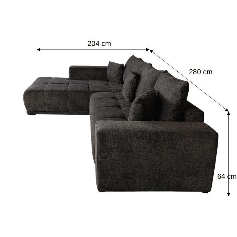 Coltar Extensibil Cu Otoman Stanga Otis, 5 Locuri, Lada Depozitare, Gri Inchis, 280 Cm