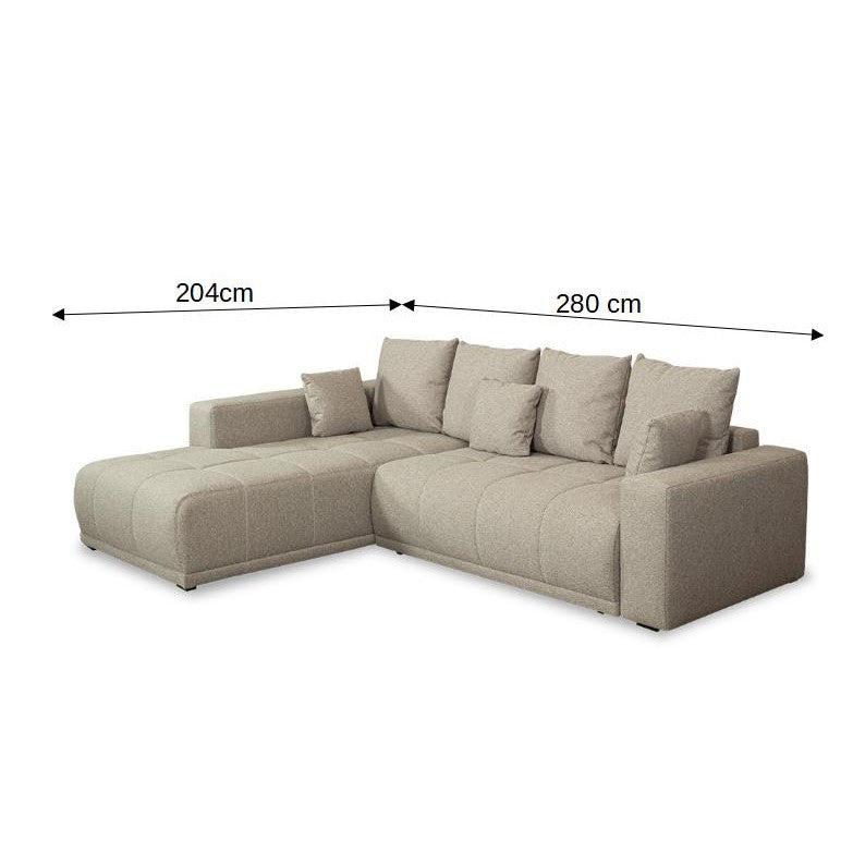 Coltar Extensibil Cu Otoman Stanga Otis, 5 Locuri, Lada Depozitare, Bej, 280 Cm