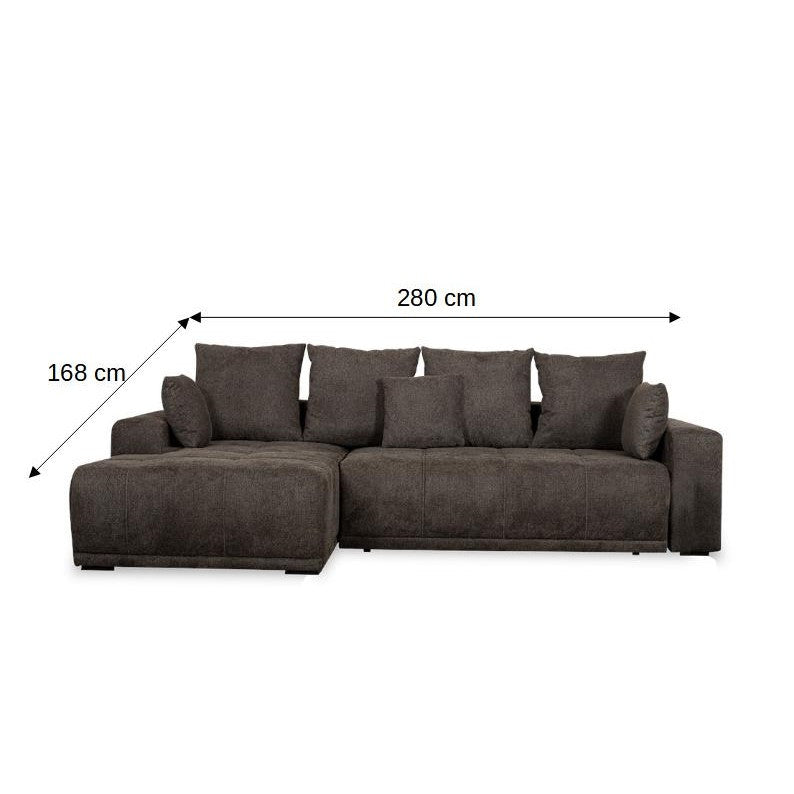 Coltar Extensibil Stanga Otis, 5 Locuri, Lada Depozitare, Gri Inchis, 280 Cm