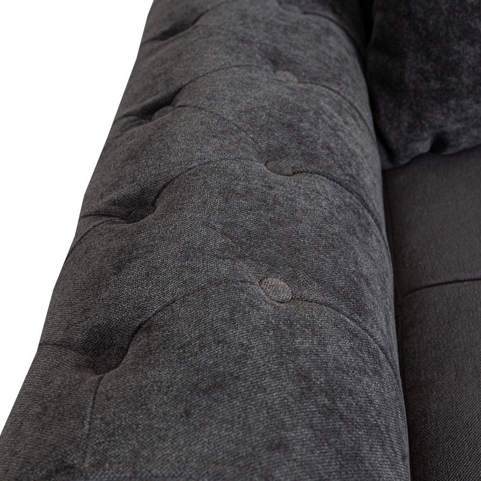 Coltar Extensibil Dreapta Trendy, 5 Locuri, Lada Depozitare, Gri Inchis, 275 Cm