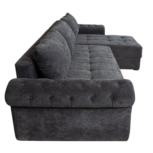 Coltar Extensibil Dreapta Trendy, 5 Locuri, Lada Depozitare, Gri Inchis, 275 Cm
