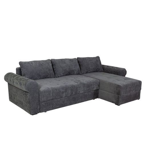 Coltar Extensibil Dreapta Trendy, 5 Locuri, Lada Depozitare, Gri Inchis, 275 Cm