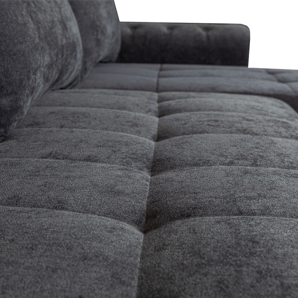 Coltar Extensibil Dreapta Trendy, 5 Locuri, Lada Depozitare, Gri Inchis, 275 Cm