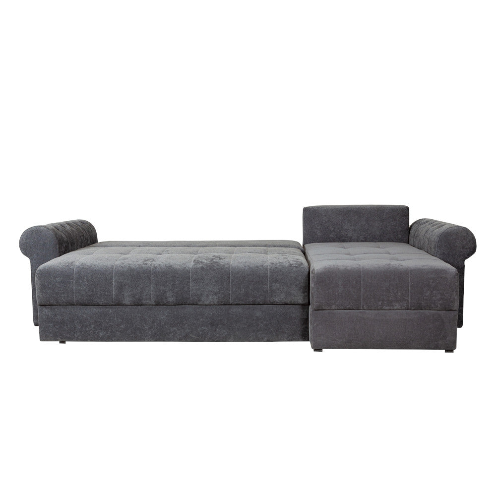 Coltar Extensibil Dreapta Trendy, 5 Locuri, Lada Depozitare, Gri Inchis, 275 Cm
