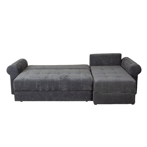 Coltar Extensibil Dreapta Trendy, 5 Locuri, Lada Depozitare, Gri Inchis, 275 Cm