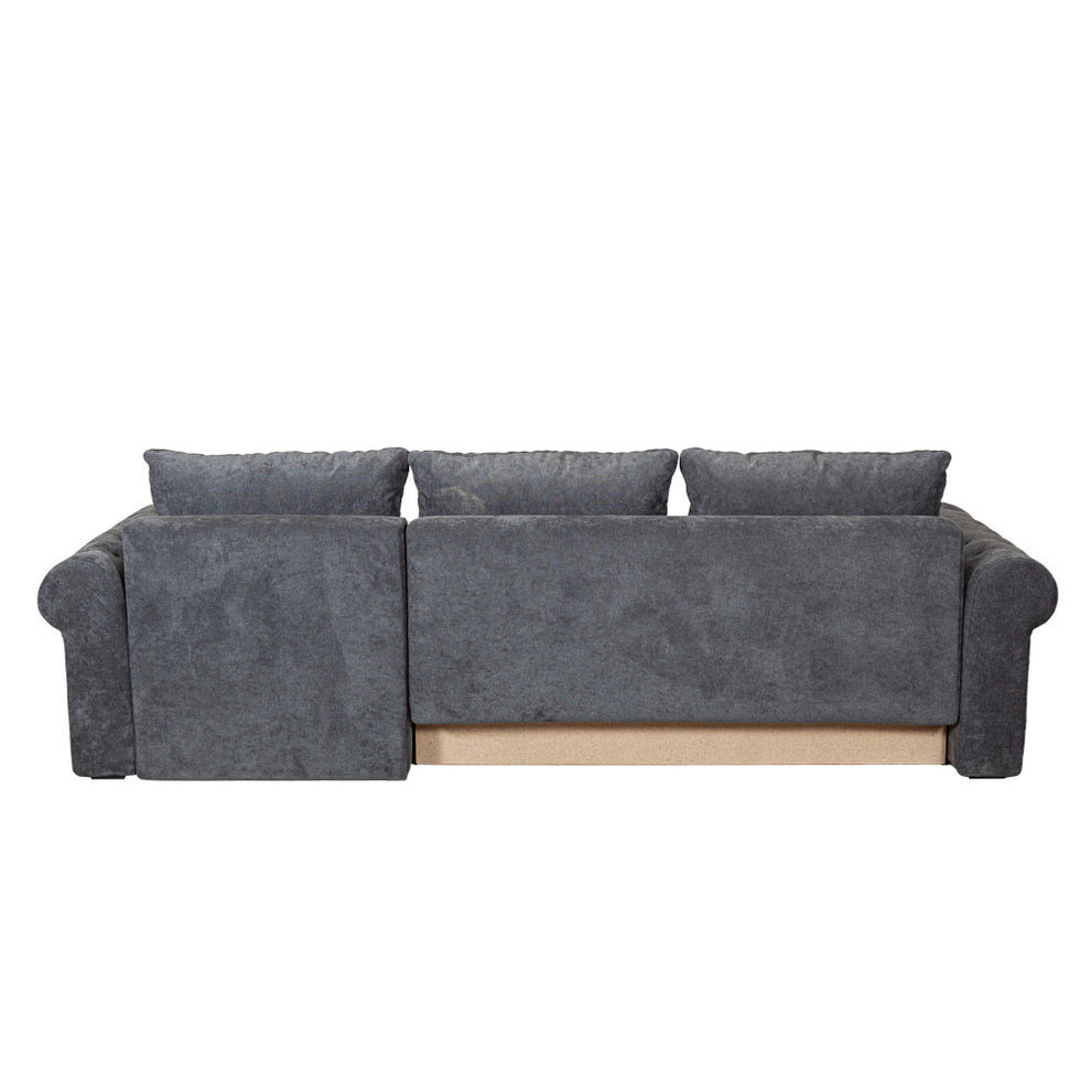 Coltar Extensibil Dreapta Trendy, 5 Locuri, Lada Depozitare, Gri Inchis, 275 Cm