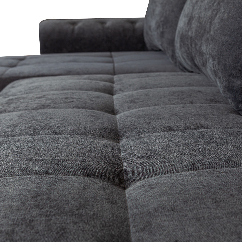 Coltar Extensibil Stanga Trendy, 5 Locuri, Lada Depozitare, Gri Inchis, 275 Cm