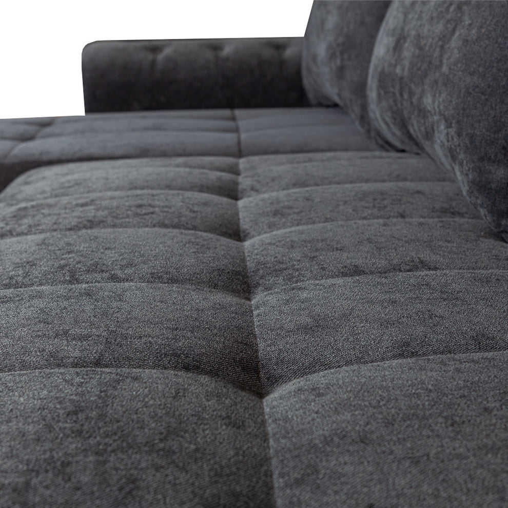 Coltar Extensibil Stanga Trendy, 5 Locuri, Lada Depozitare, Gri Inchis, 275 Cm