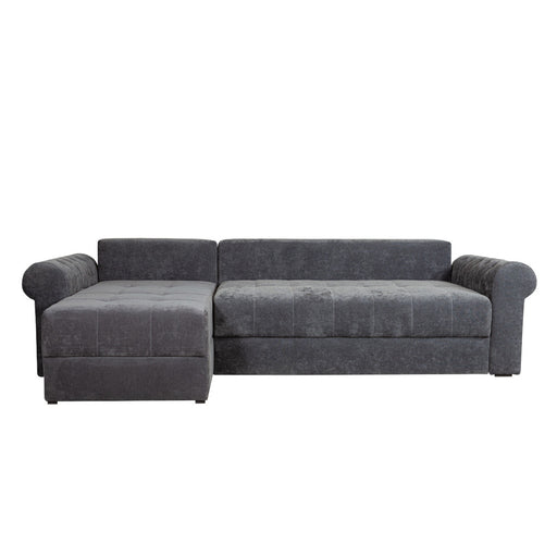Coltar Extensibil Stanga Trendy, 5 Locuri, Lada Depozitare, Gri Inchis, 275 Cm