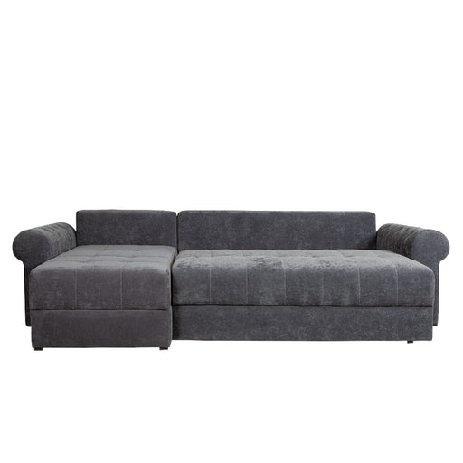 Coltar Extensibil Stanga Trendy, 5 Locuri, Lada Depozitare, Gri Inchis, 275 Cm