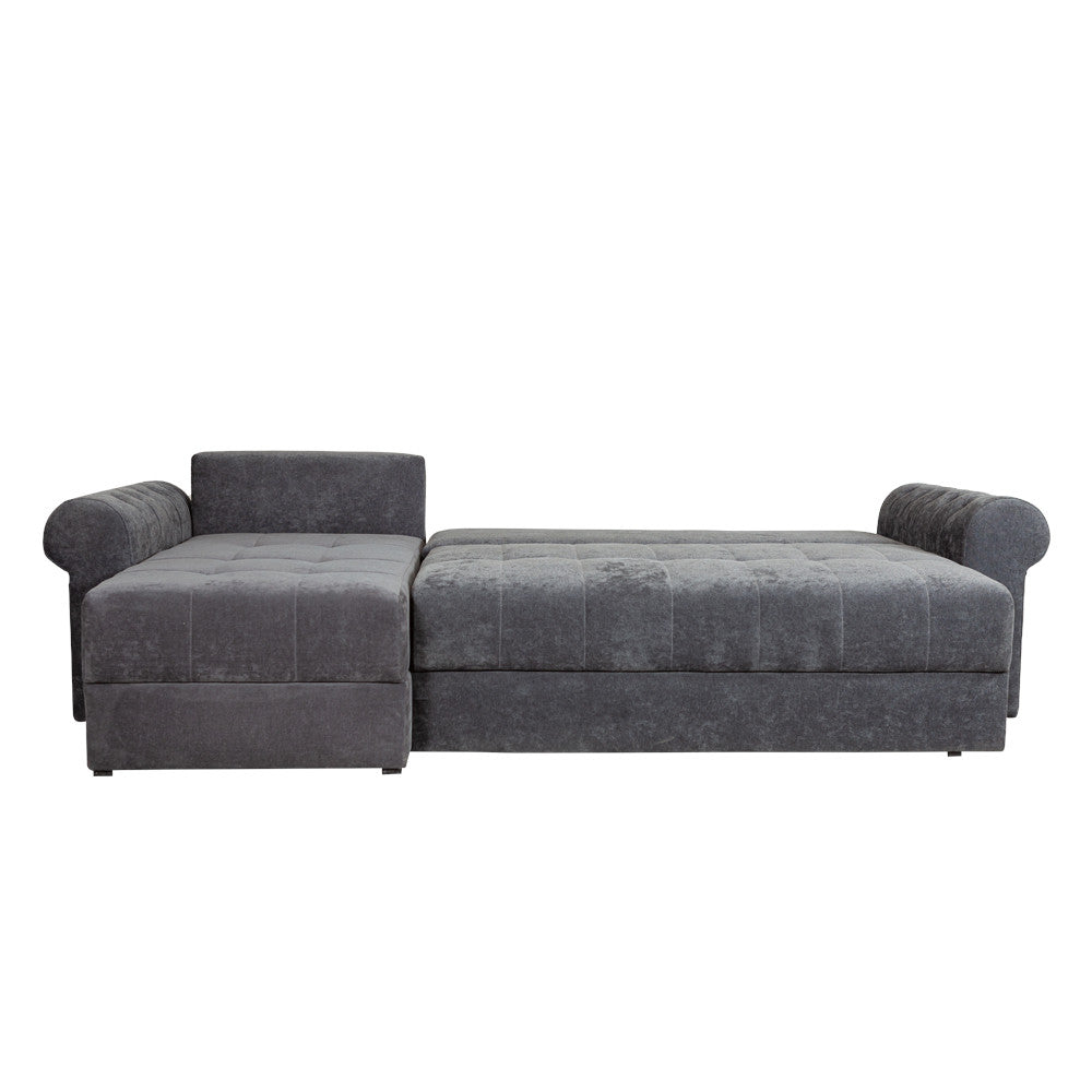 Coltar Extensibil Stanga Trendy, 5 Locuri, Lada Depozitare, Gri Inchis, 275 Cm