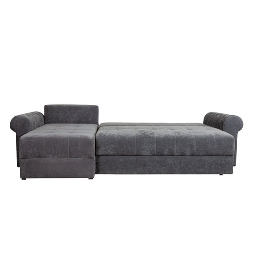 Coltar Extensibil Stanga Trendy, 5 Locuri, Lada Depozitare, Gri Inchis, 275 Cm