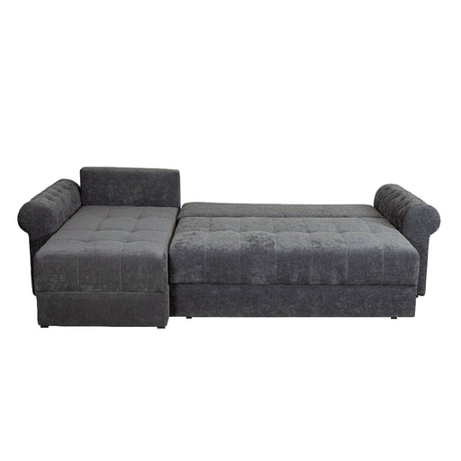 Coltar Extensibil Stanga Trendy, 5 Locuri, Lada Depozitare, Gri Inchis, 275 Cm