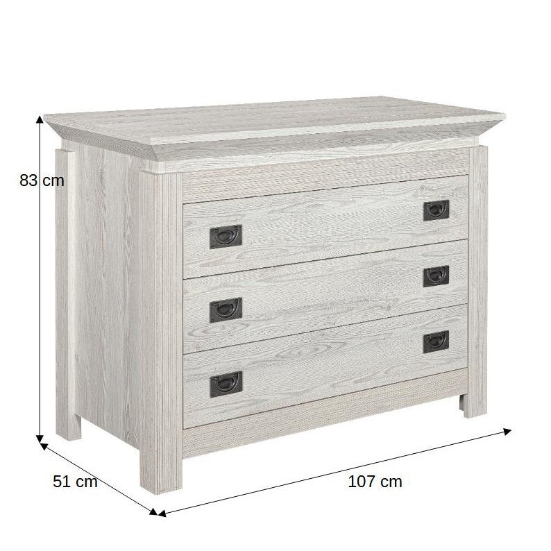 Comoda Casablanca Loft Cu 3 Sertare, 107 Cm
