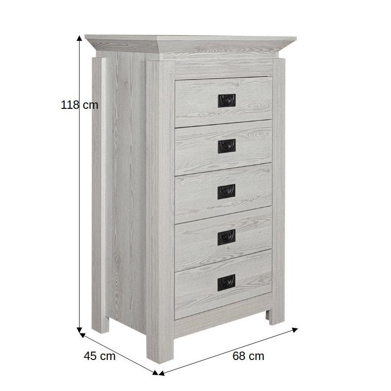 Comoda Casablanca Loft Cu 5 Sertare, 68 Cm