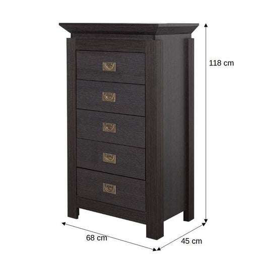 Comoda Saigon Cantori Cu 5 Sertare, 68 Cm