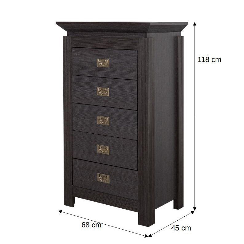 Comoda Saigon Cantori Cu 5 Sertare, 68 Cm