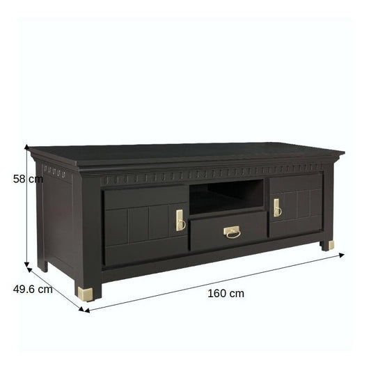 Comoda Tv Saint Tropez Cu 2 Usi Si 1 Sertar, Vopsit, 160 Cm negru #variant:negru