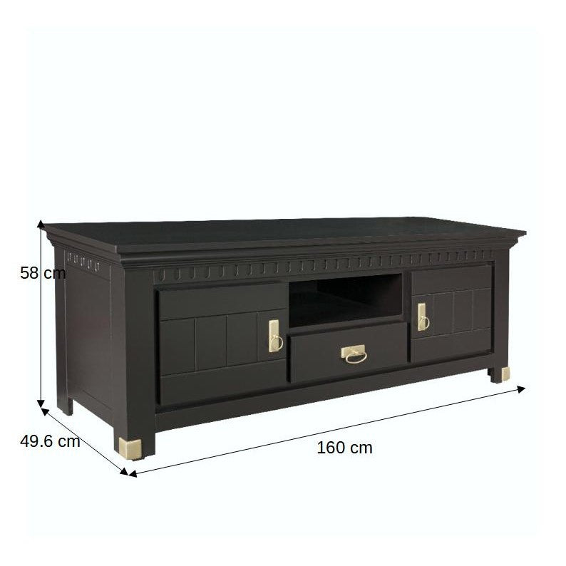 Comoda Tv Saint Tropez Cu 2 Usi Si 1 Sertar Negru, Vopsit, 160 Cm