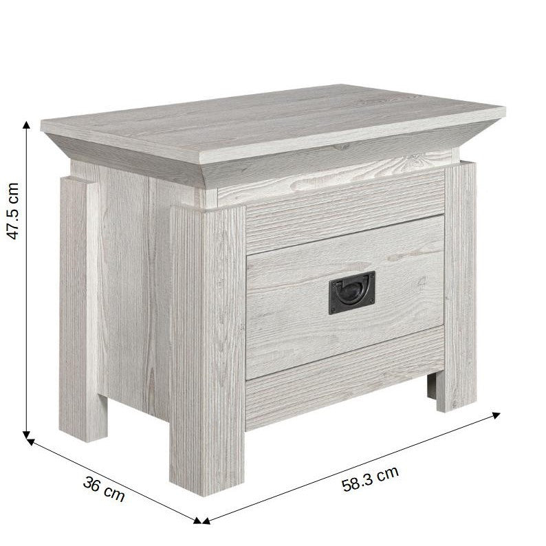 Noptiera Casablanca Loft Cu 1 Sertar Gri, 58.3 Cm